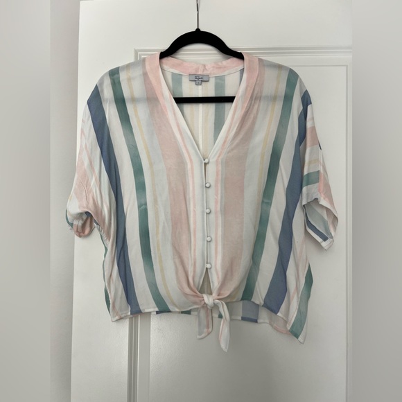 Rails Thea Striped Front Tie Top, Size Large - Picture 3 of 5